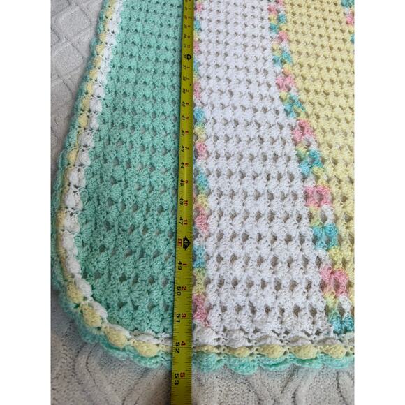 Handmade Pastel Crochet Baby Blanket 42x53, Soft Vintage Style Afghan - Picture 10 of 16